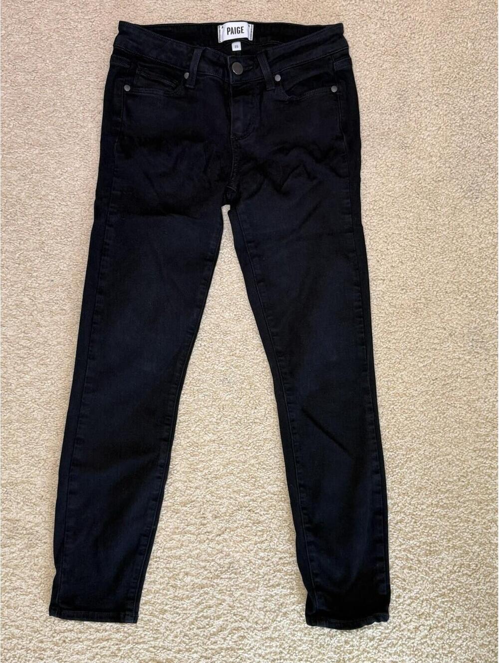 PAIGE Verdugo Crop Black Skinny Jeans Womens Size 25 Premium Denim